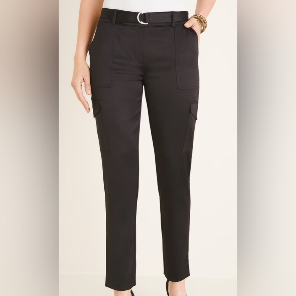 NWOT Chico's Petite Satin Belted Cargo Ankle Pants Size 16 P